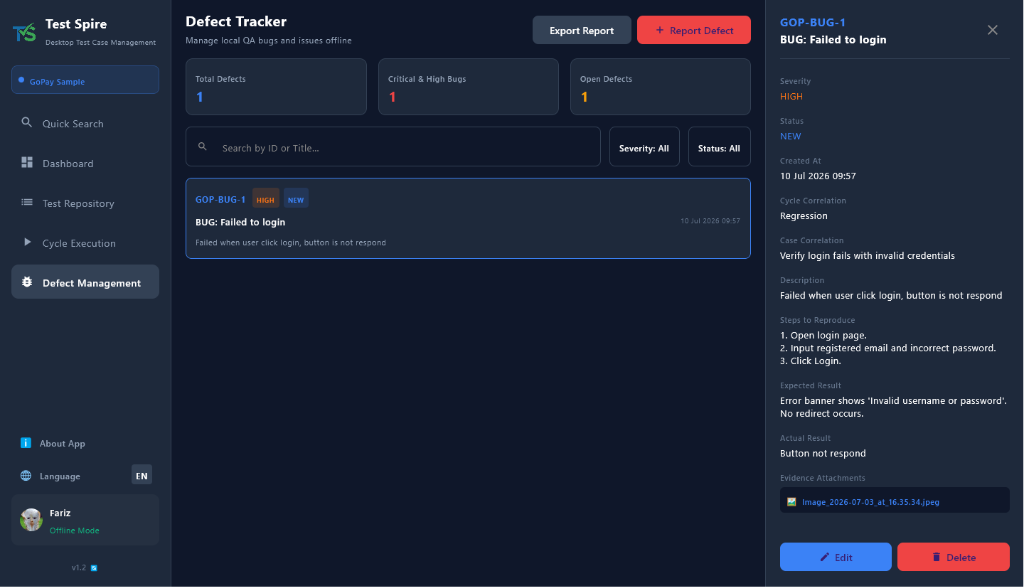 TestSpire Defect Management